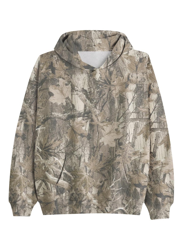 Dsewpaur Camo Fleece Hoodie For Men Women Long Sleeve Drop Shoulder Oversized Hooded Sweatshirt Pullover With Pocket - Image 1