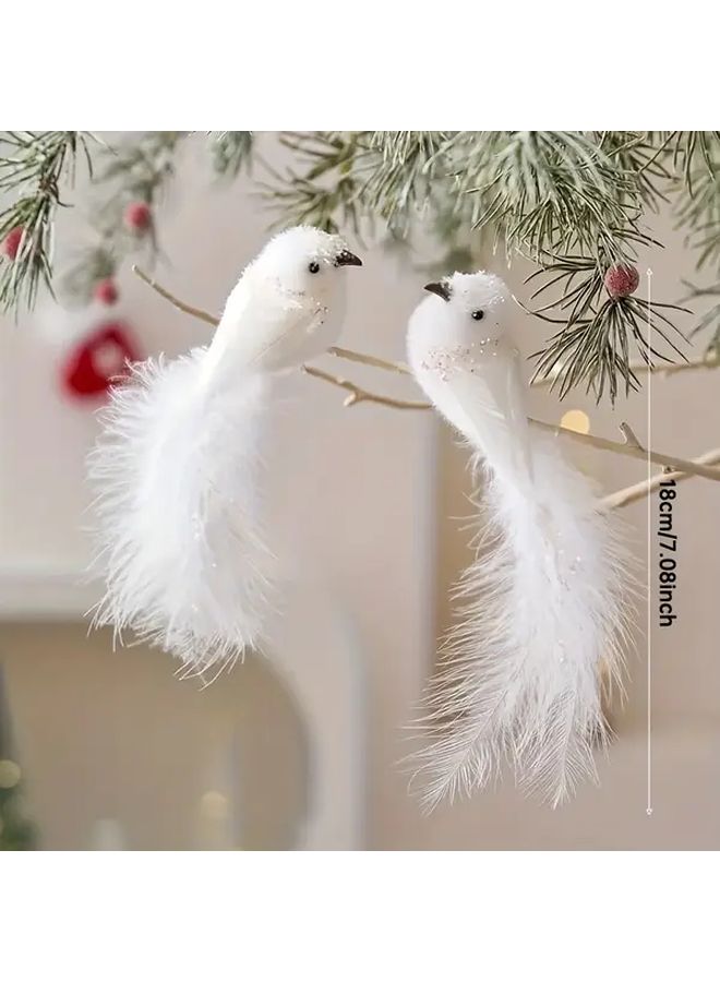 White Feather Simulation Birds For Home Holiday Halloween Christmas Decor - Image 3
