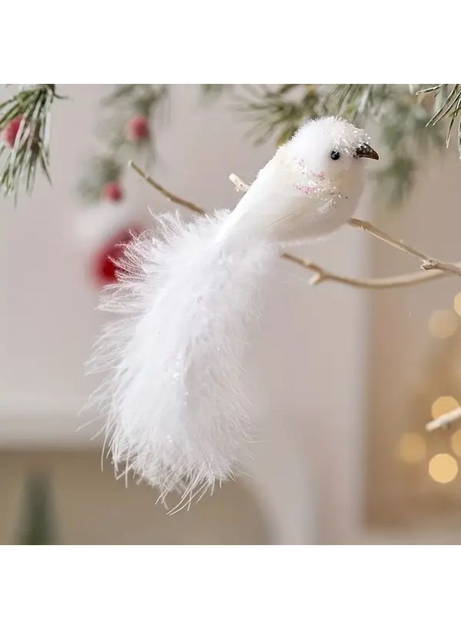 White Feather Simulation Birds For Home Holiday Halloween Christmas Decor - Image 1