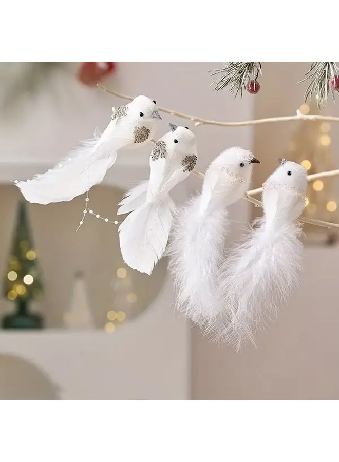 White Feather Simulation Birds For Home Holiday Halloween Christmas Decor - Image 2