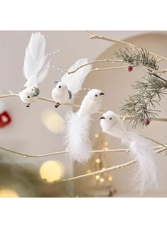 White Feather Simulation Birds For Home Holiday Halloween Christmas Decor - Image 5