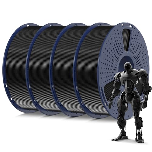 SUNLU 4kg PLA 3D Printer Filament Bundle, Neatly Wound PLA Filament 1.75mm ±0.02mm, Individually Vacuum Packed, 4kg in Total, 1kg per Spool, 4 Pack, 4000g, 4Black - Image 1