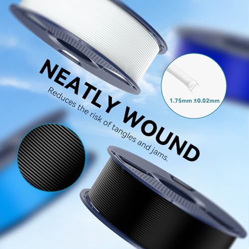 SUNLU 4kg PLA 3D Printer Filament Bundle, Neatly Wound PLA Filament 1.75mm ±0.02mm, Individually Vacuum Packed, 4kg in Total, 1kg per Spool, 4 Pack, 4000g, 4Black - Image 4