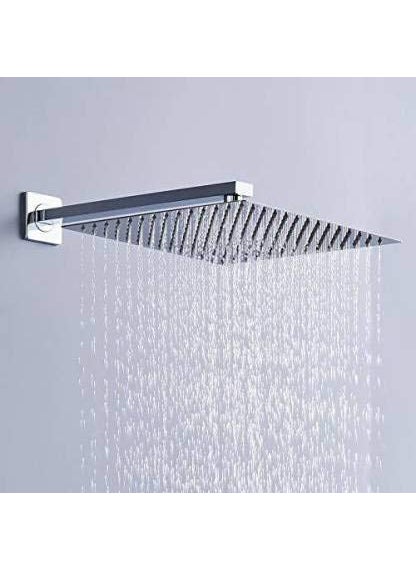 Mawson Glossy 8X8 Inch Shower With 9 inch Arm Stainless Steel Rain Shower Combo Set  - Image 1