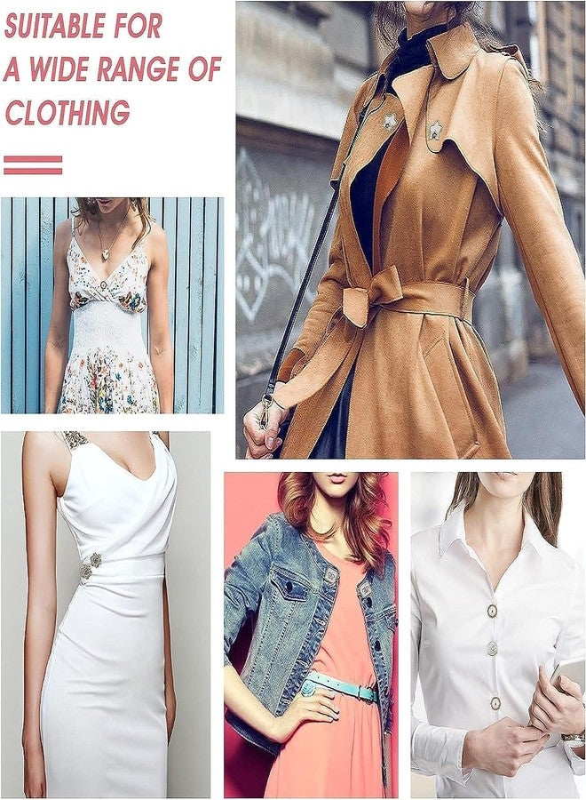 MGNLR Women Shirt Brooch Buttons Pearl No Sew Button Pins Safety Rhinestones Mini Brooch Pins Cover up Button (20 pcs) (white and black button 20 pcs) - Image 2