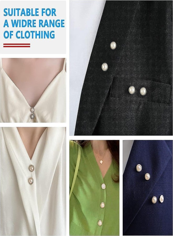 MGNLR Women Shirt Brooch Buttons Pearl No Sew Button Pins Safety Rhinestones Mini Brooch Pins Cover up Button (20 pcs) (white and black button 20 pcs) - Image 5