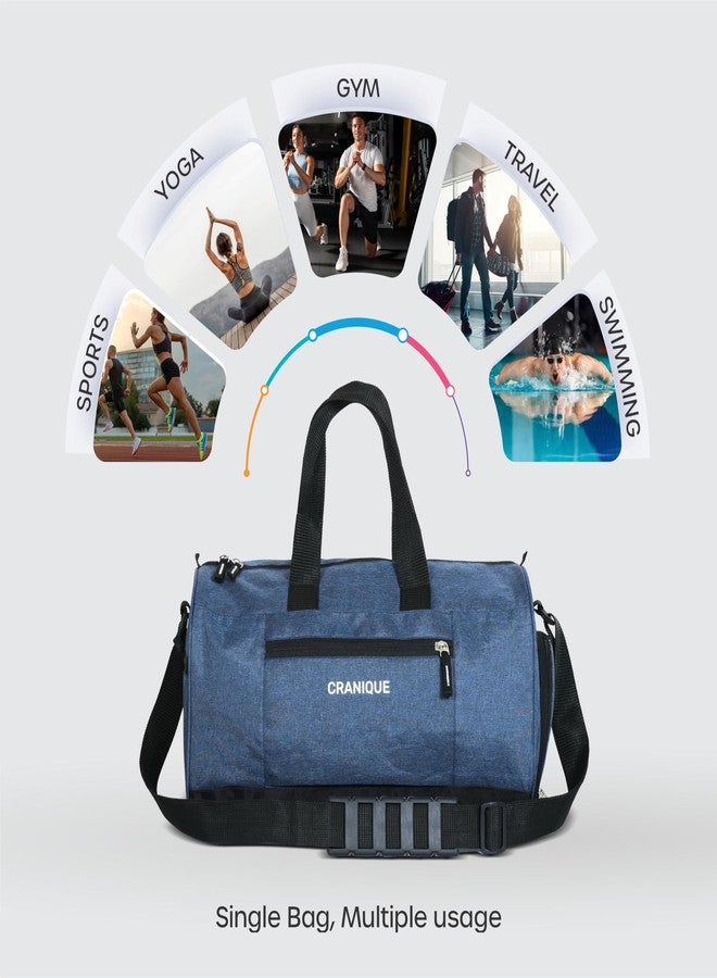 Cranique 23L Duffle Gym Bag with Shoe Compartment Shoulder Strap | Gym Bag for Men & Women (QGB2-Blue_1) - Image 3