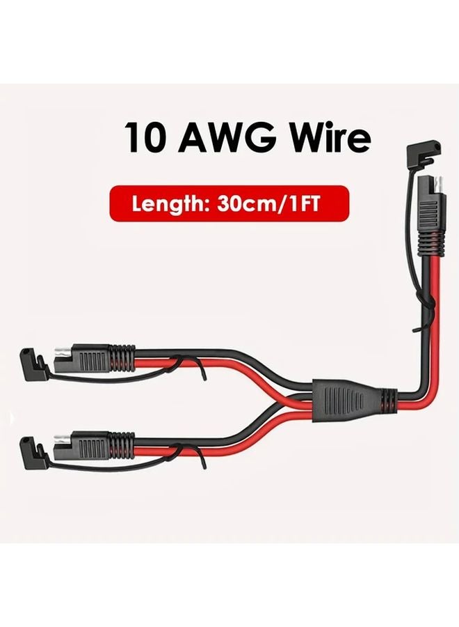 1ft SAE Extension Cable Y Splitter 1 to 2 Connector 10AWG Wire Harness - Image 2