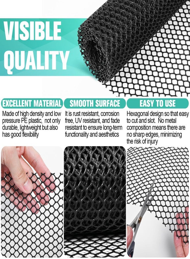 Miuwauer Plastic Mesh Fence Sheet 15.7IN x 10FT - 0.3IN Opening Plastic Chicken Wire Netting Roll Durable for Dogs, Poultry, Puppy, Garden Snake Barrier with 50 Pcs Zip Ties - Black - Image 3