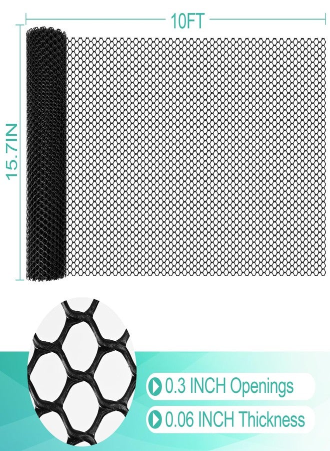 Miuwauer Plastic Mesh Fence Sheet 15.7IN x 10FT - 0.3IN Opening Plastic Chicken Wire Netting Roll Durable for Dogs, Poultry, Puppy, Garden Snake Barrier with 50 Pcs Zip Ties - Black - Image 2