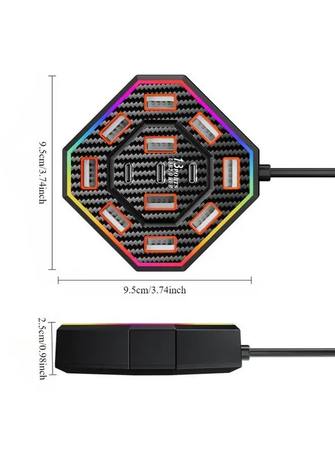 وايت 7 لون USB هب 13 منفذ 2.0 12A 1C بدون تعريف أنظمة متعددة محمول - Image 2