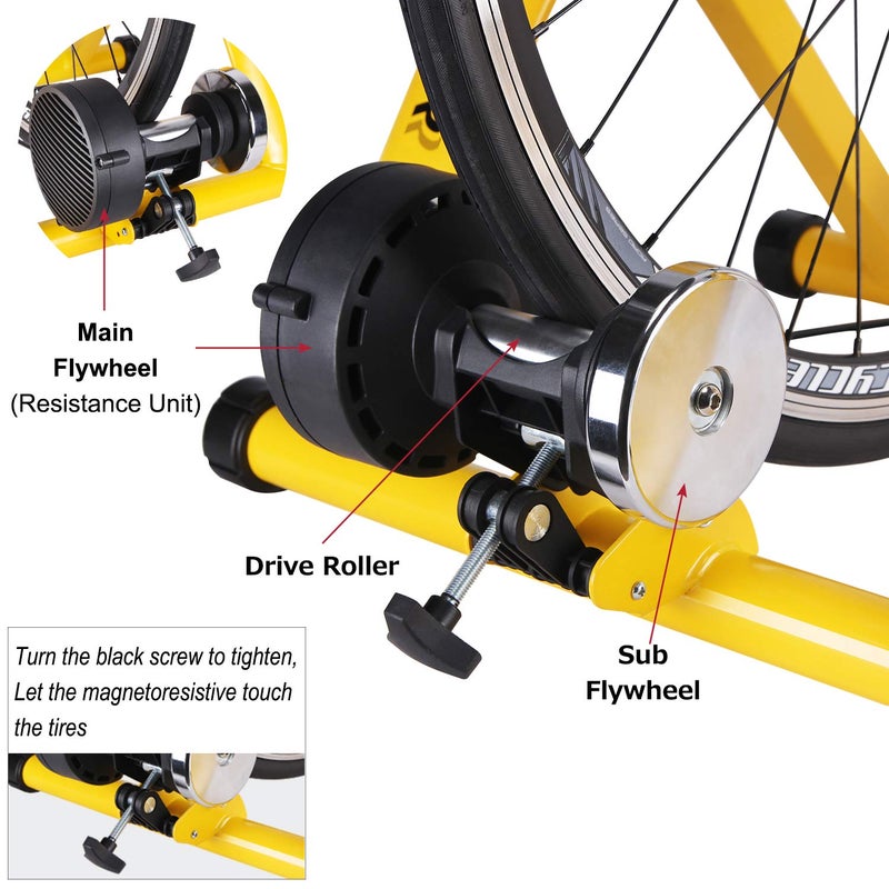 CXWXC Bike Trainer, Magnetic Bicycle Stationary Stand for Indoor Exercise Riding, 26-29" & 700C Wheels, Quick Release Skewer & Front Wheel Riser Block Included - Image 3