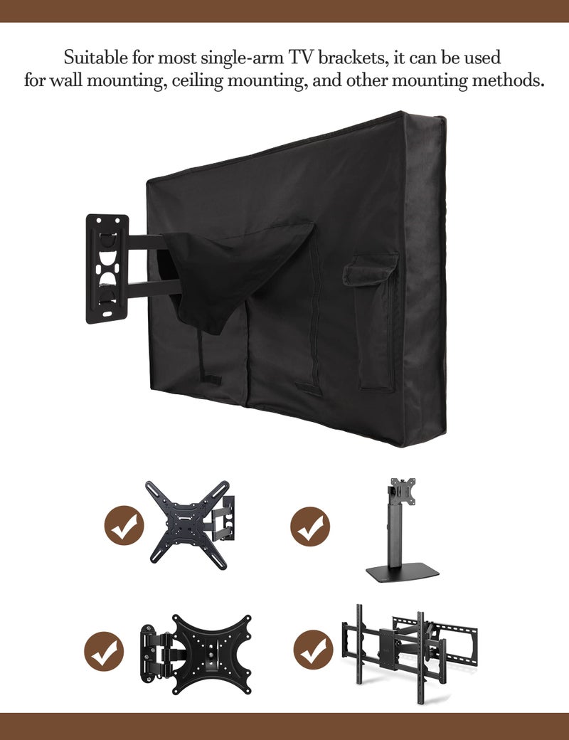 iBirdie Outdoor TV Cover 60 to 65 inch Waterproof, Cover Size 58''W x 37''H, Weatherproof, with Zipper for Outside Flat Screen 60 to 65 inch TV, Black, 600D Thick Fabric Protector - Image 3