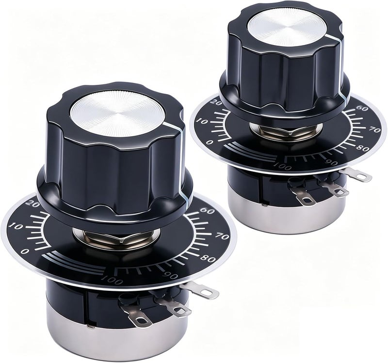 TWTADE / قطعتان RV24YN20S B101 100 أوم مقياس جهد متغير خطي دوار كربوني ذو دورة واحدة، يستخدم لتنظيم سرعة العاكس. تحكم سرعة المحرك + قطعتان مقبض A03 + قطعتان أقراص - Image 1