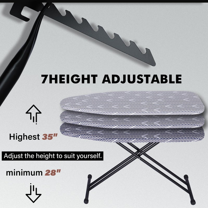 veiox Ironing Board Full Size, Metal Construction Iron Board with Extra Thick Heavy Duty Padded Cover, Stable Structure, Anti-Skid Feet (47x16) - Image 5