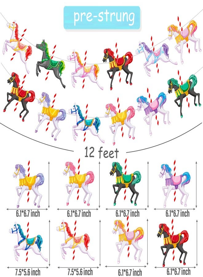 umoni Carousel Horses Party Banners Carousel Horse Party Decorationfor Boys and Girls Birthday Party, Baby Shower, Kids Amusement Park Theme Party Decoration Supplies - Image 5