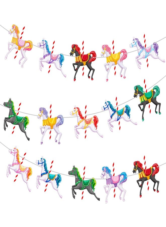 umoni Carousel Horses Party Banners Carousel Horse Party Decorationfor Boys and Girls Birthday Party, Baby Shower, Kids Amusement Park Theme Party Decoration Supplies - Image 1