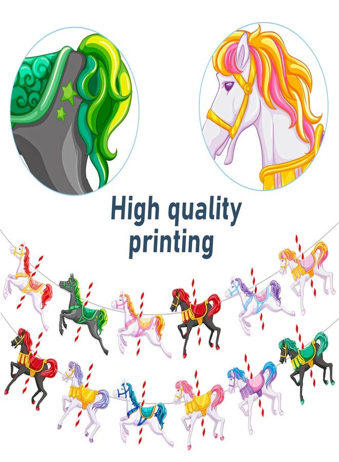 umoni Carousel Horses Party Banners Carousel Horse Party Decorationfor Boys and Girls Birthday Party, Baby Shower, Kids Amusement Park Theme Party Decoration Supplies - Image 4