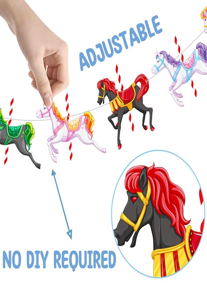 umoni Carousel Horses Party Banners Carousel Horse Party Decorationfor Boys and Girls Birthday Party, Baby Shower, Kids Amusement Park Theme Party Decoration Supplies - Image 3