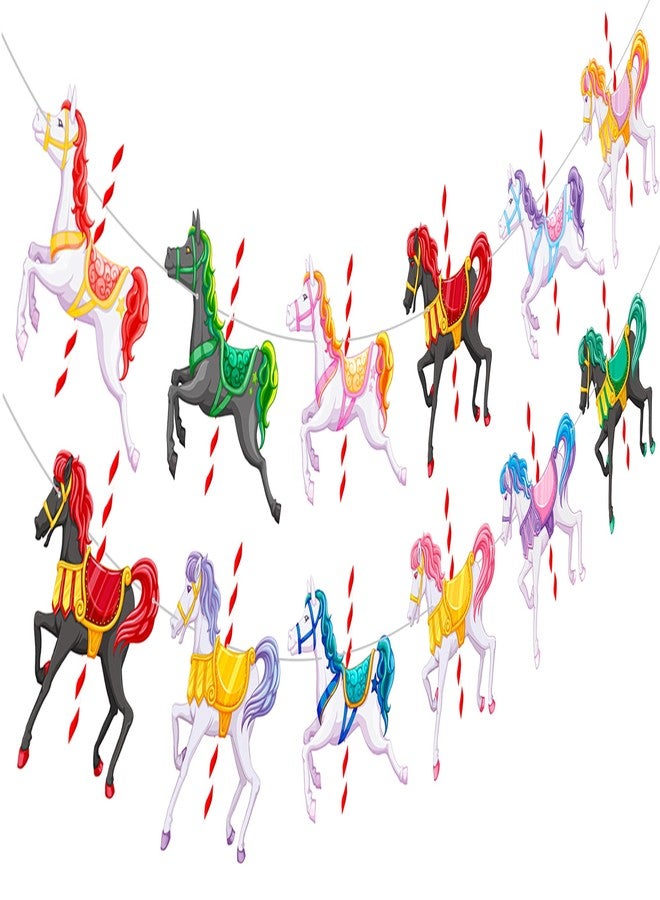 umoni Carousel Horses Party Banners Carousel Horse Party Decorationfor Boys and Girls Birthday Party, Baby Shower, Kids Amusement Park Theme Party Decoration Supplies - Image 2