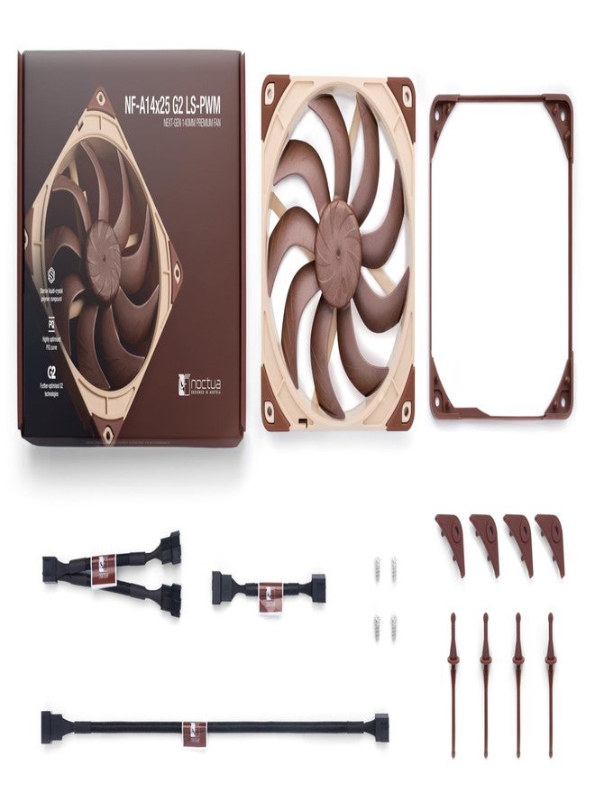 Noctua NF-A14x25 G2 LS-PWM, Premium-Quality Ultra-Quiet 140mm PC Fan, 4-pin (Brown) - Image 4