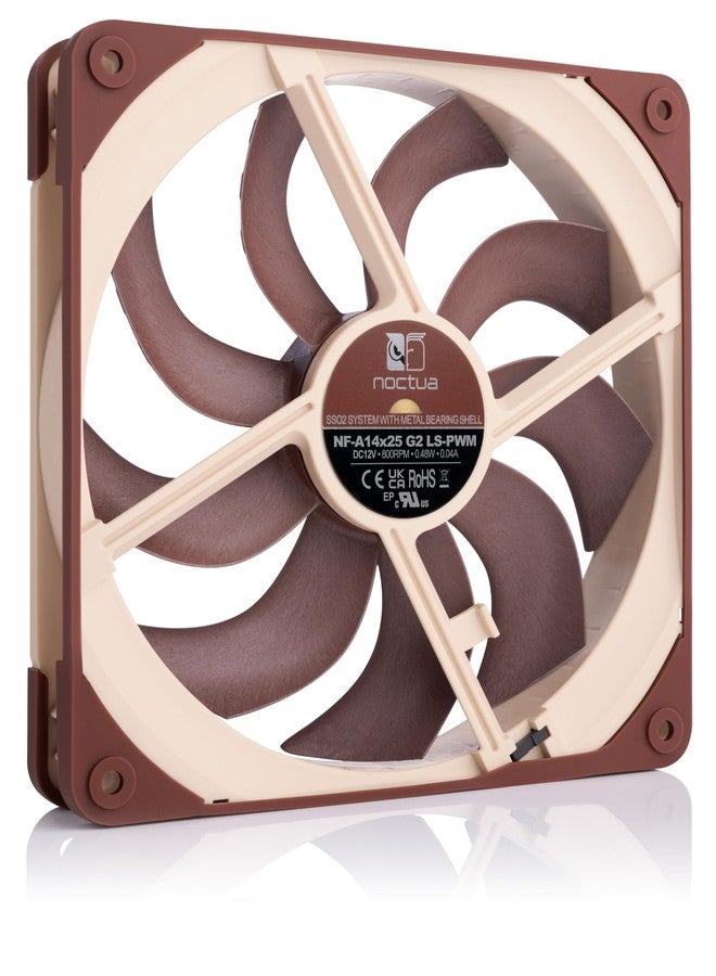 Noctua NF-A14x25 G2 LS-PWM, Premium-Quality Ultra-Quiet 140mm PC Fan, 4-pin (Brown) - Image 2