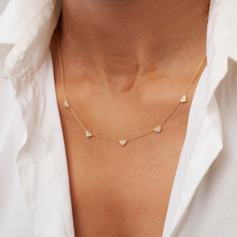 VRIUA Diamond Necklaces for Women - 14K Gold Plated Dainty Gold Heart CZ Necklace for Women Trendy Jewelry - Image 5