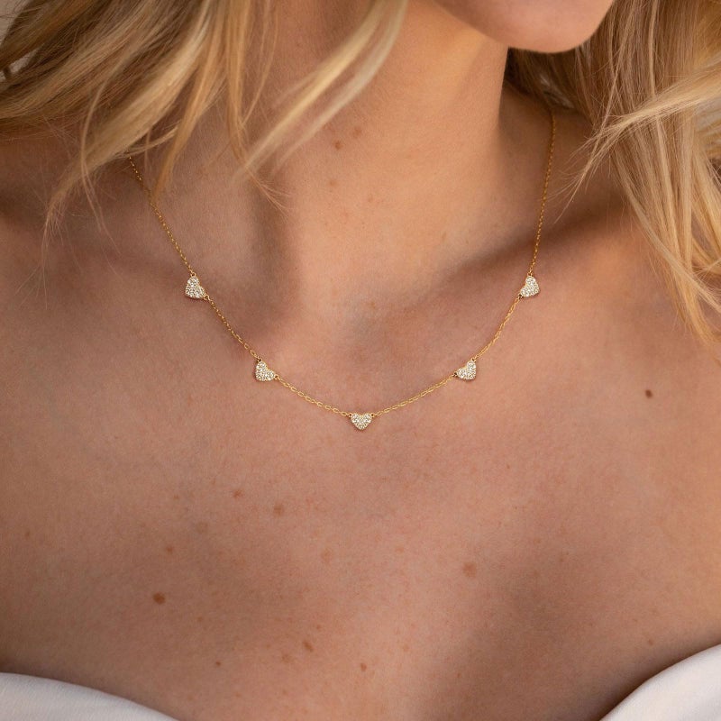 VRIUA Diamond Necklaces for Women - 14K Gold Plated Dainty Gold Heart CZ Necklace for Women Trendy Jewelry - Image 2