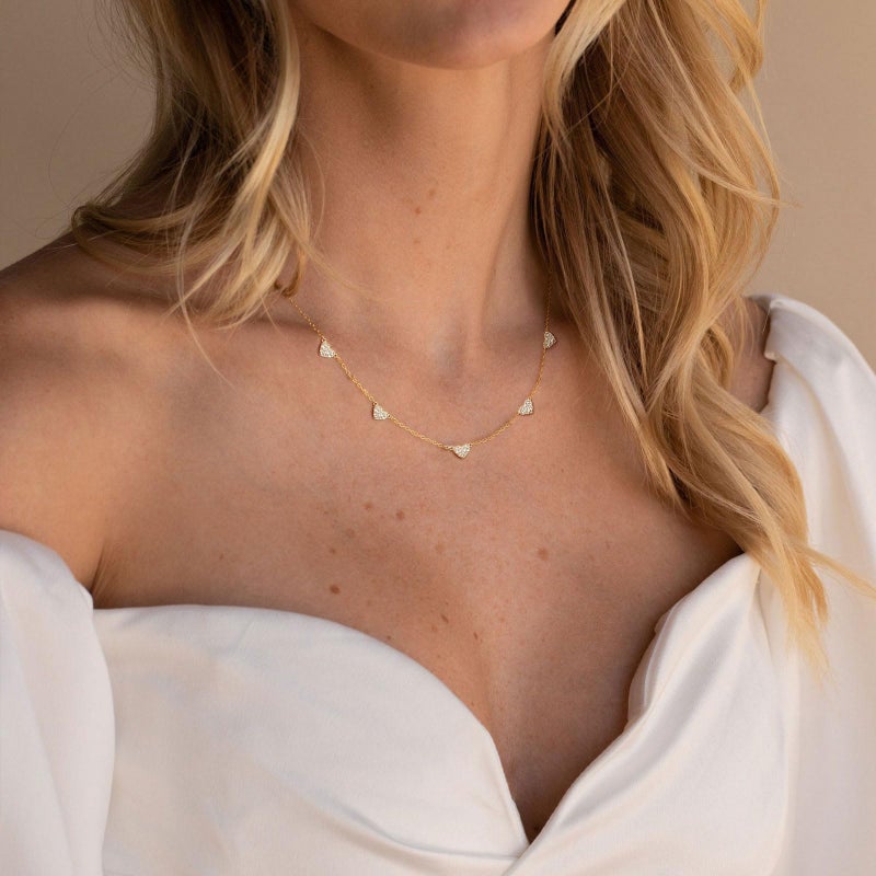 VRIUA Diamond Necklaces for Women - 14K Gold Plated Dainty Gold Heart CZ Necklace for Women Trendy Jewelry - Image 3