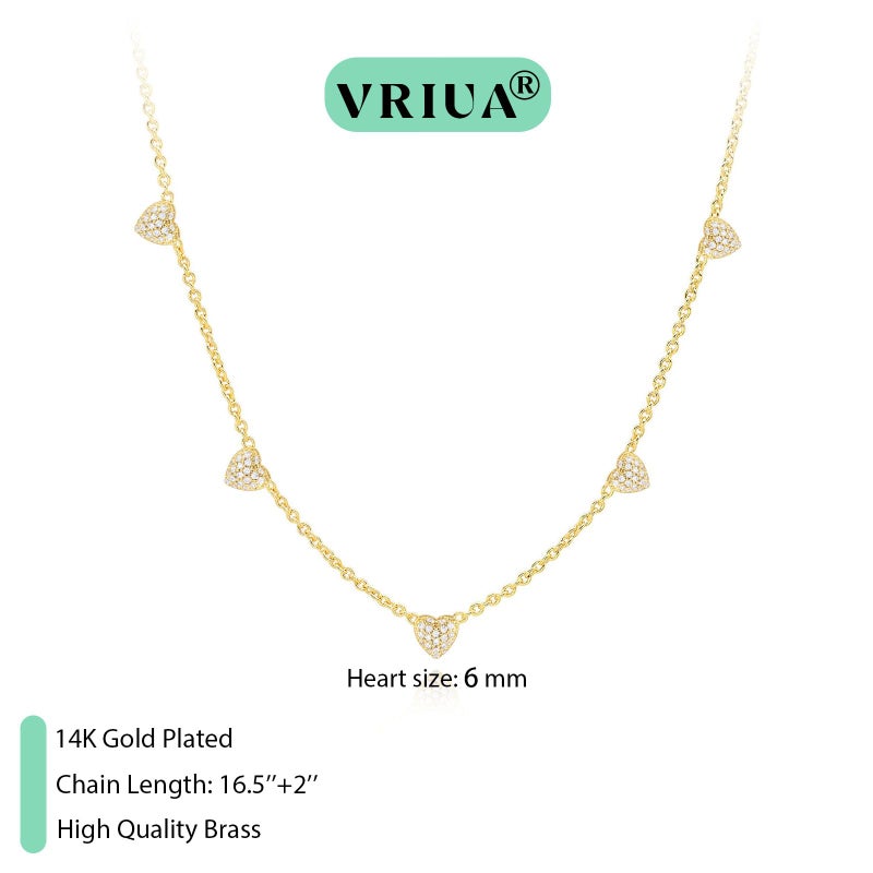 VRIUA Diamond Necklaces for Women - 14K Gold Plated Dainty Gold Heart CZ Necklace for Women Trendy Jewelry - Image 4
