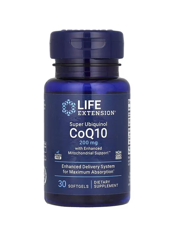 Super Ubiquinol CoQ10 with Enhanced Mitochondrial Support 200 mg 30 Softgels