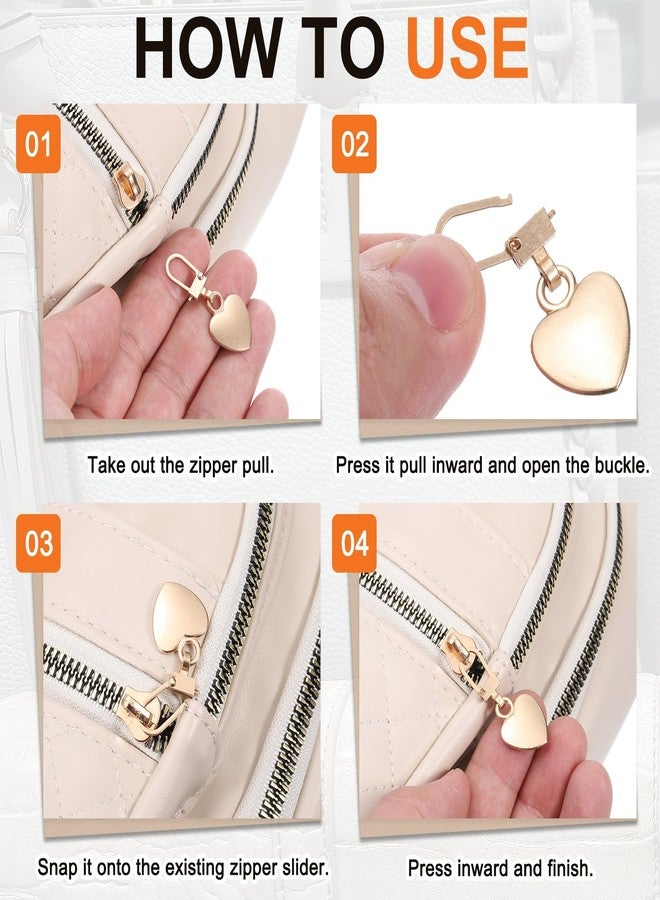 MECCANIXITY Metal Zipper Pull Charm 5 Pcs Detachable Heart Shape Zipper Pull Replacement Repair Kits Tabs Lock for Coats Jackets Pants Luggage Suitcase Purse Fasteners, Silver Tone - Image 4