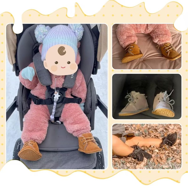 Meckior Baby Booties Newborn Infant Unisex Baby Girls Boys Velvet Rubber Anit-Slip Sole Shoes Toddler Fleece Cozy Winter Warm Prewalker Boots - Image 3