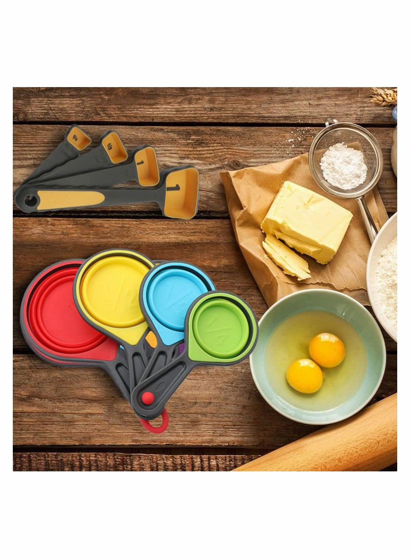 8-Piece Collapsible Silicone Measuring Cups and Spoons Set - Perfect for Kitchen Cooking and Baking - Image 2