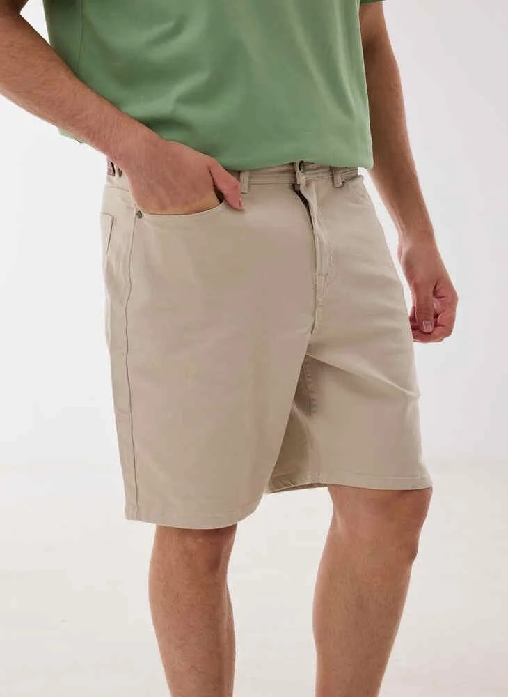Ashita Fernandes  Rayan Men’s Beige Cotton Shorts – Relaxed Fit | Knee Length | Lightweight | Waist Button Closure for Men | Best Price UAE