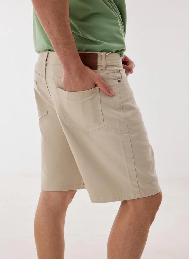 Ashita Fernandes  Rayan Men’s Beige Cotton Shorts – Relaxed Fit | Knee Length | Lightweight | Waist Button Closure for Men | Best Price UAE