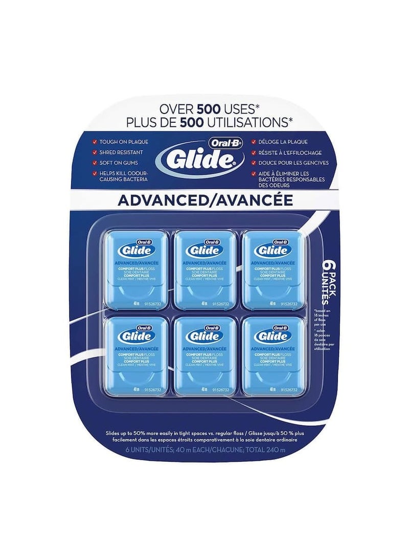 Glide Oral-B Glide Advanced Floss Comfort Plus Clean Mint 40m 6 Pack - Image 1