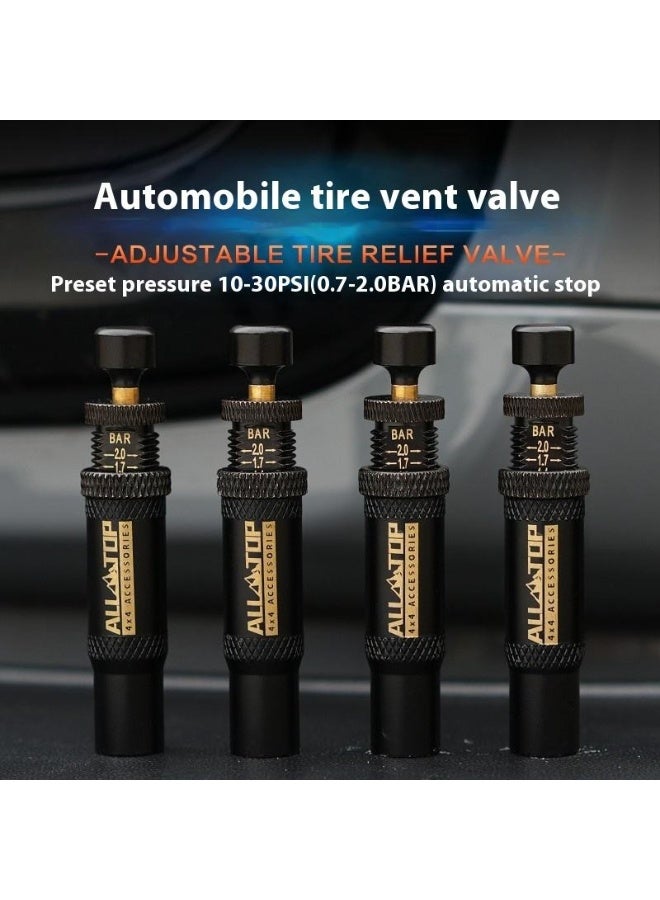 ALL TOP Automatic Tire Deflator Valve Kit (10–30 PSI) | 4 PCS Screw-On Tyre Air Down Tool | Auto-Stop Off-Road 4x4 Tire Deflators - Image 5