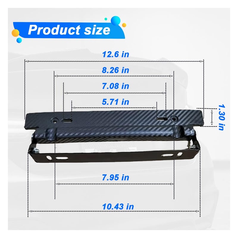 UHANBUT Car License Plate Holder, Universal Adjustable License Plate Frames, Stainless Steel Car Tag Holder with Screws and Nuts, Carbon Fiber Front License Plate Mount Bracket - Image 2