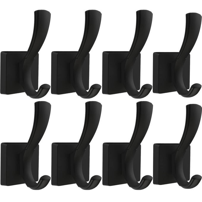 BLACK WALL HOOKS COAT HOOK TOWEL HOOKS ROBE HOOK FOR BATHROOM ENTRYWAY MUDROOM HOOKS FOR HANGING COAT KEY HAT BACKPACK 8 PACK BLACK