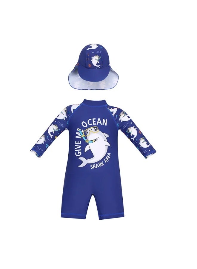 إسكدنيا ملابس سباحة للأطفال للأولاد الصغار من عمر 1-8 سنوات للأولاد بأكمام طويلة من قطعة واحدة برسوم كارتونية كورية - اللون: 9284 - - Image 5