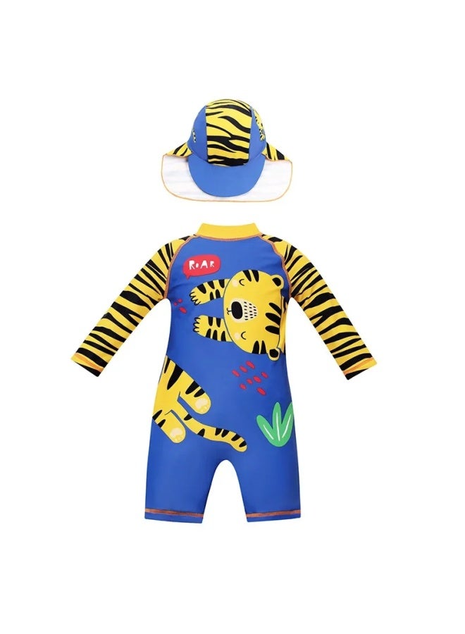 إسكدنيا ملابس سباحة للأطفال للأولاد الصغار من عمر 1-8 سنوات للأولاد بأكمام طويلة من قطعة واحدة برسوم كارتونية كورية - اللون: 9284 - - Image 4