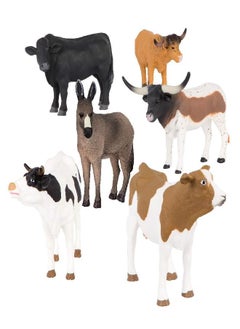 Terra by Battat - Farm Animal Set - Realistic Cow/ Bull Toys and Animal Toys for Kids 3+ (6 pc)