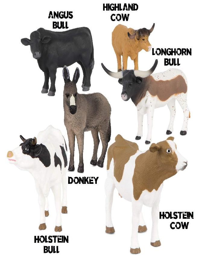 Terra by Battat - Terra by Battat - Farm Animal Set - Realistic Cow/ Bull Toys and Animal Toys for Kids 3+ (6 pc) - Image 1