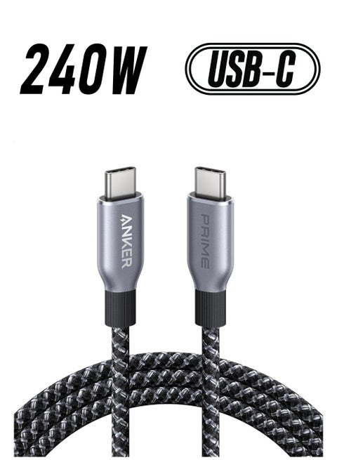 Anker Prime USB C to USB C Cable, 240W 6 ft Fast Charging USB C Cable,  Upcycled-Braided Nylon with High Durability, USB 2.0 Cable for iPhone 17/16  Series, MacBook, iPad, Samsung, Huawei,