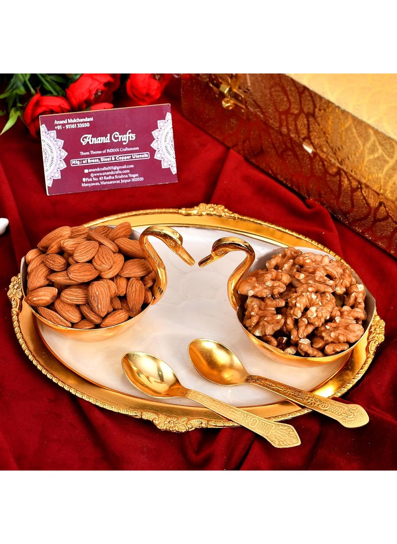 AC ANAND CRAFTS AC ANAND CRAFTS Ceramic Finish Gold Polished Duck Design Bowl with 2 Spoon 1 Tray Platter Decorative Gift Item Tableware Serveware 5 Pieces Golden  - Image 2