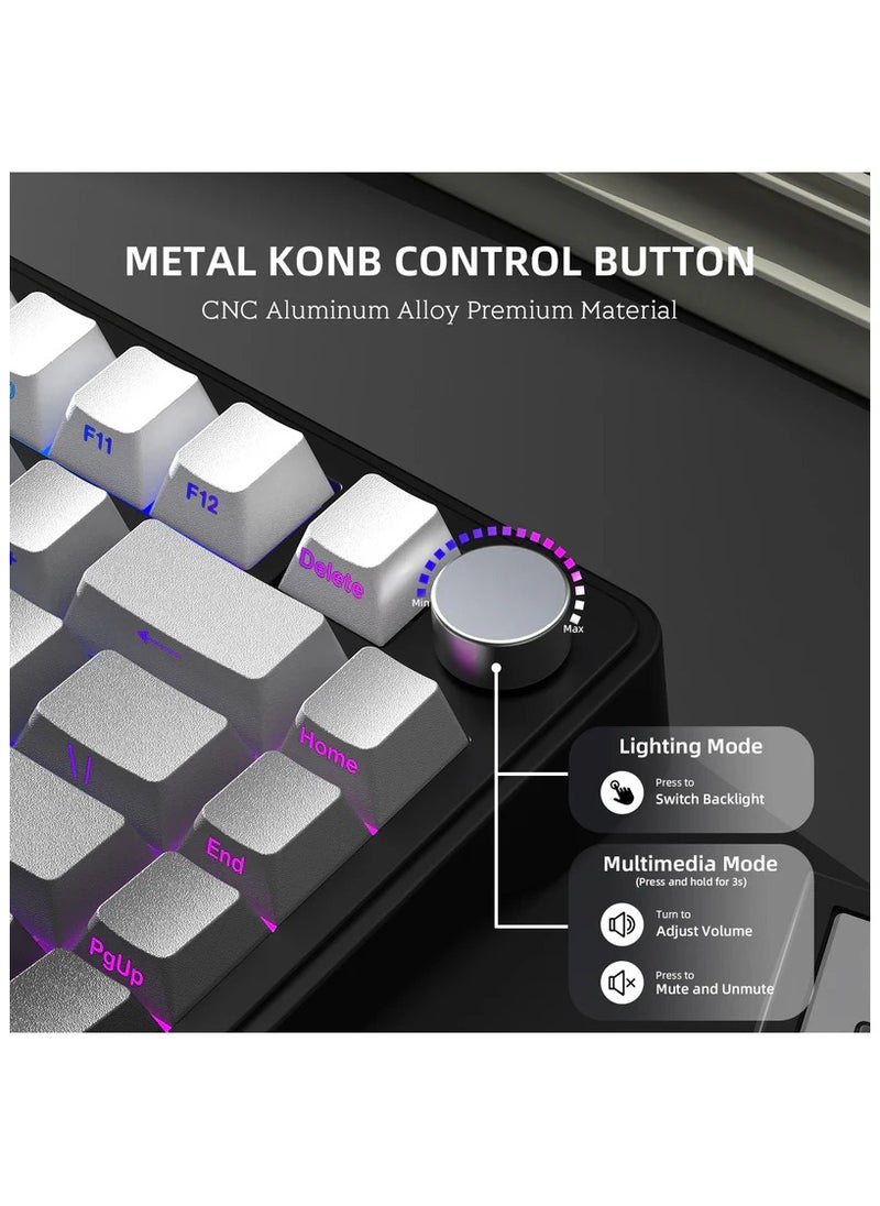 Attack Shark - ATTACK SHARK X85 Mechanical Gaming Keyboard White Jade Switch Gasket Mount Linear Side Engraved PBT Cherry Key Cap RGB 3 Connection Modes 2.4G / Bluetooth / USB-C Wireless, Wireless Hot-Swap, - Image 1