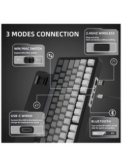 Attack Shark ATTACK SHARK X85 Mechanical Gaming Keyboard White Jade Switch Gasket Mount Linear Side Engraved PBT Cherry Key Cap RGB 3 Connection Modes 2.4G / Bluetooth / USB-C Wireless, Wireless Hot-Swap,  - Image 4