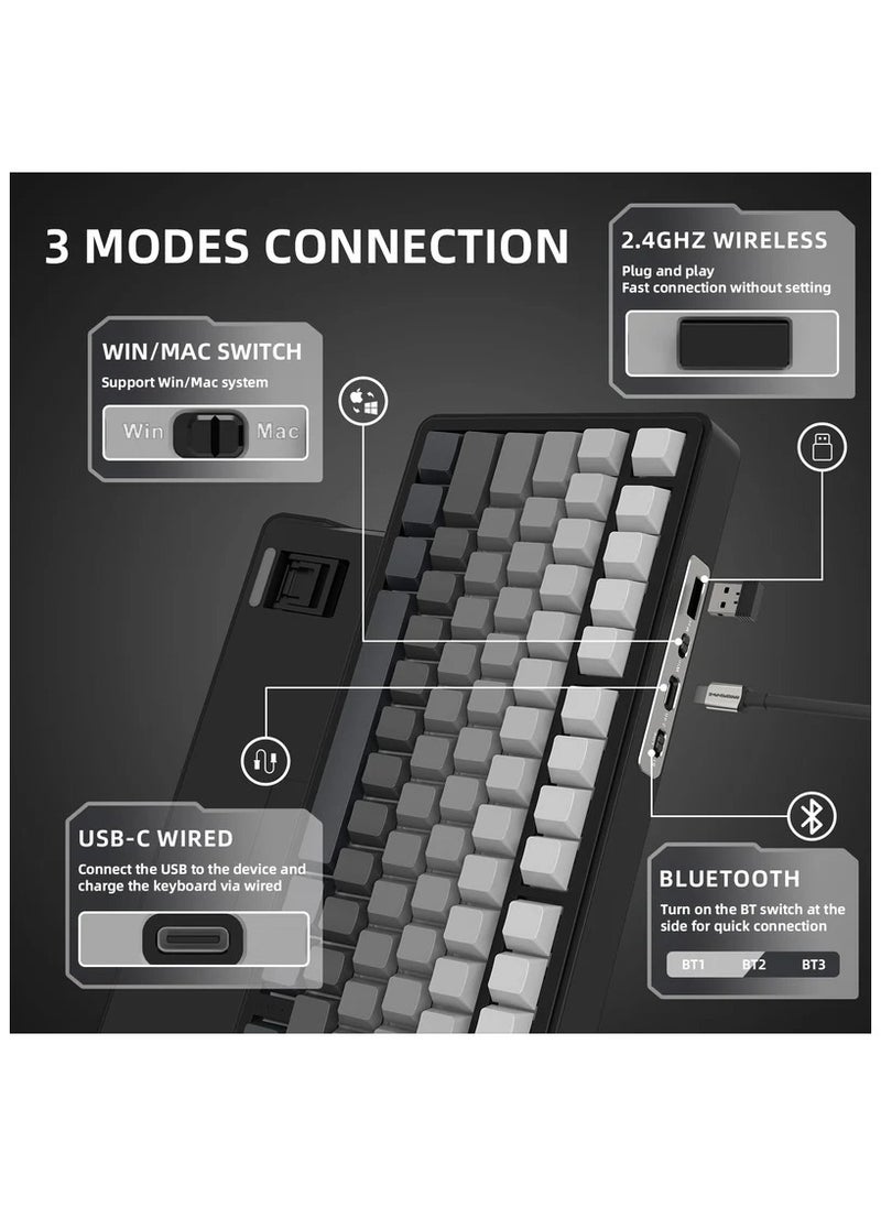 Attack Shark - ATTACK SHARK X85 Mechanical Gaming Keyboard White Jade Switch Gasket Mount Linear Side Engraved PBT Cherry Key Cap RGB 3 Connection Modes 2.4G / Bluetooth / USB-C Wireless, Wireless Hot-Swap, - Image 1
