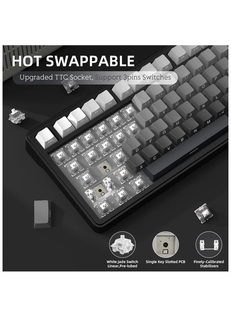 Attack Shark - ATTACK SHARK X85 Mechanical Gaming Keyboard White Jade Switch Gasket Mount Linear Side Engraved PBT Cherry Key Cap RGB 3 Connection Modes 2.4G / Bluetooth / USB-C Wireless, Wireless Hot-Swap, - Image 1